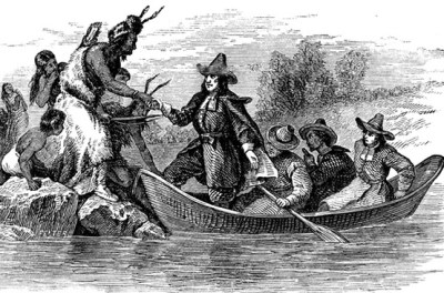 Hnry Matteson was a follower of the non-conformist religioous leader Roder Williams, shown here meeting the previous tenants of Rhode Island. Phot source NPS www.nps.gov/rowi/learn/historyculture/images/roger-williams-Welcome_Colony.jpg